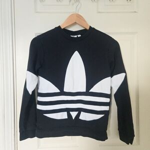 Black Adidas Trefoil Graphic Sweatshirt Size Youth Girls Black and White